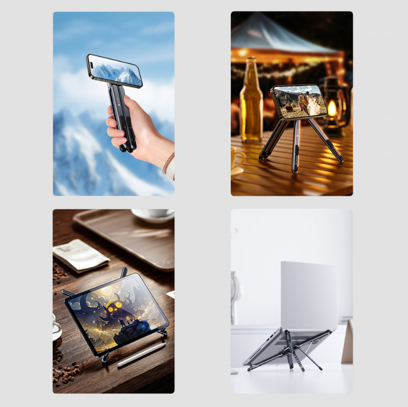 supporto pieghevole 3 in 1 magnetico regolabile per smartphone tablet e laptop
