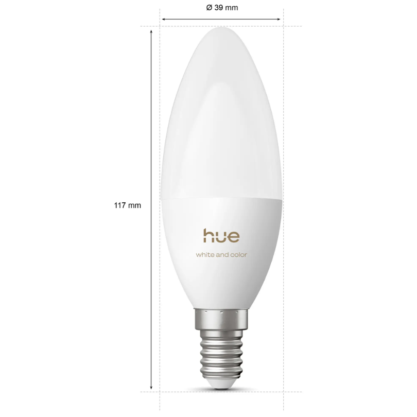 controllo da app della lampadina philips hue e14 con regolazione colore e luminosita