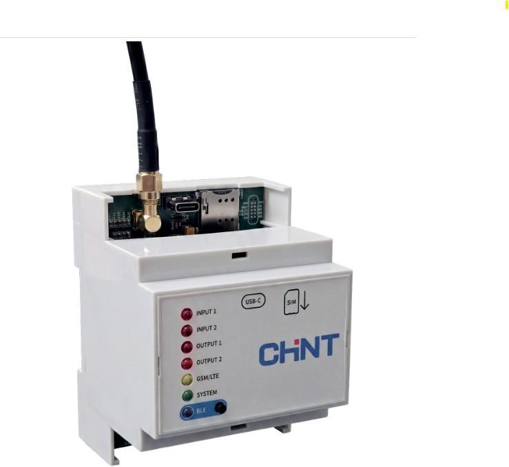 teledistacco chint con antenna gsm lte collegata dispositivo teledistacco chint con antenna collegata vista angolata