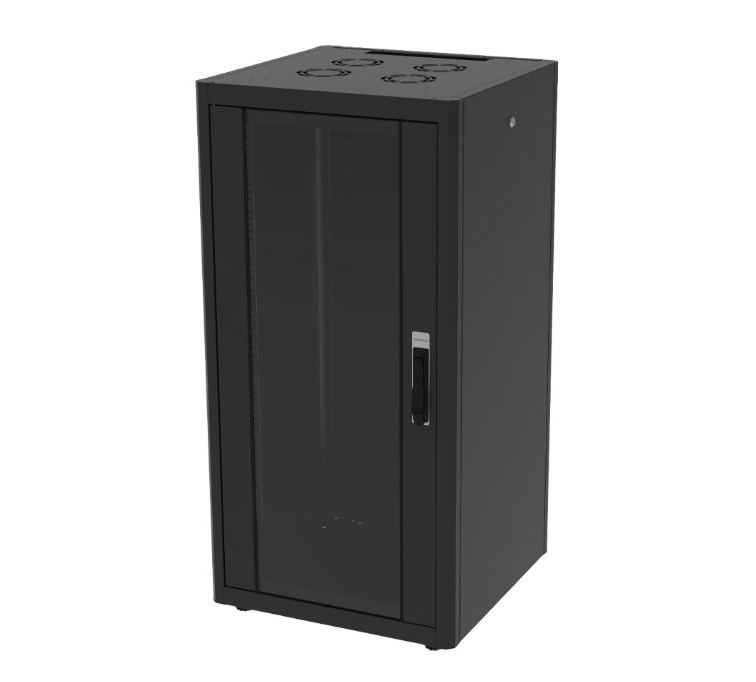 armadio rack 19 pollici 24u 600x600 nero con porta vetro shadow