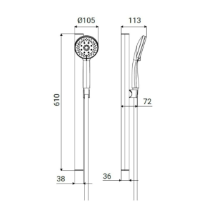 Set saliscendi doccia 5 getti tao  -sapsal0176si