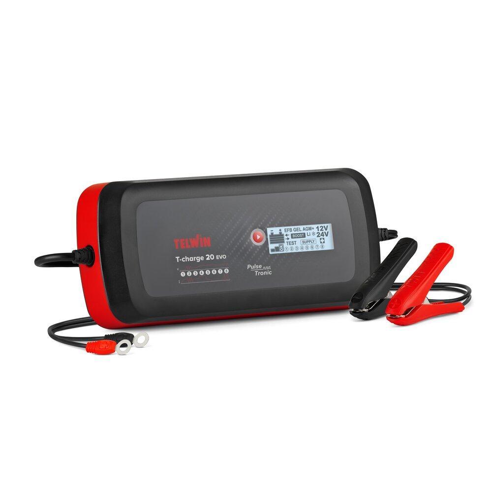 caricabatterie telwin t charge 20 evo 12 24v con lcd caricabatterie telwin t charge 20 evo con schermo lcd e pinze