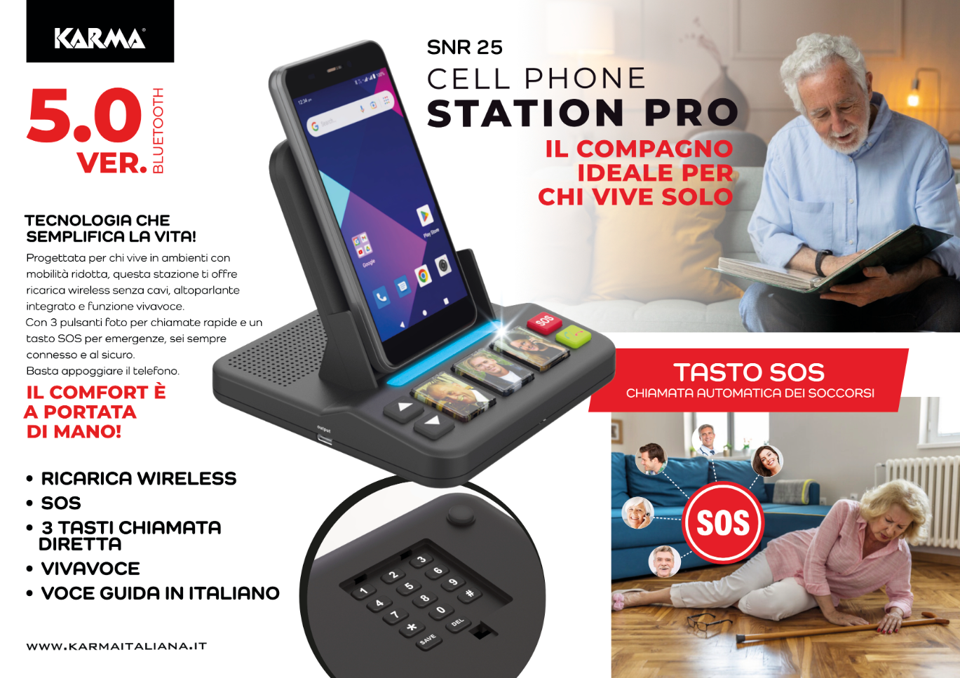 stazione smartphone snr 25 bluetooth 5 0 con ricarica wireless stazione semplificata smartphone snr 25 con bluetooth 5 0 e sos
