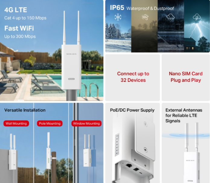 Funzionalitu00e0 router 4G outdoor IP65 fino a 32 dispositivi PoE DC scheda funzionalita router 4g outdoor ip65 fino a 32 dispositivi poe dc nano sim