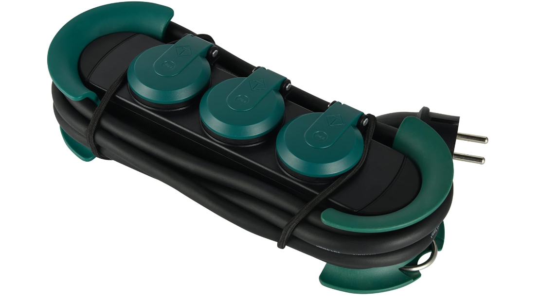 multipresa ip44 3 prese schuko con cavo h07rn f 3 m nero verde multipresa ip44 3 prese schuko con cavo h07rn f 3 m nero verde