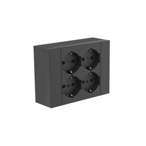 Multipresa muro 4 schuko nera con scatola di supporto per installazioni superficiali  134x102 -  22017