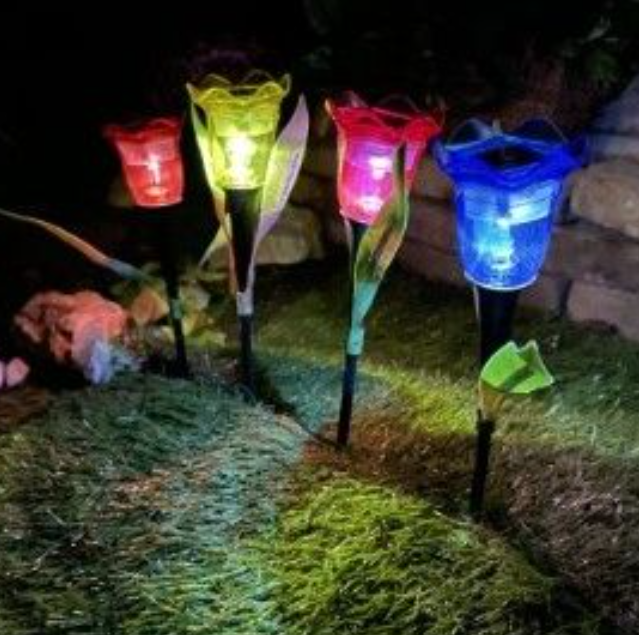 tulipani led da giardino con picchetto e pannello solare tulipani led da giardino con picchetto e pannello solare
