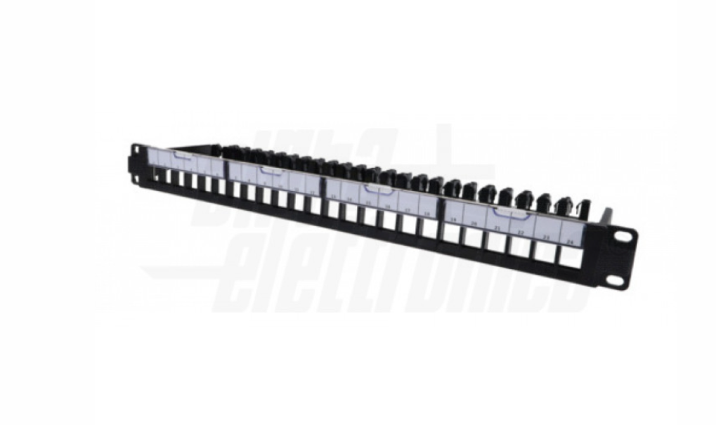 pannello patch 19 pollici 24 porte rj45 vista prospettica