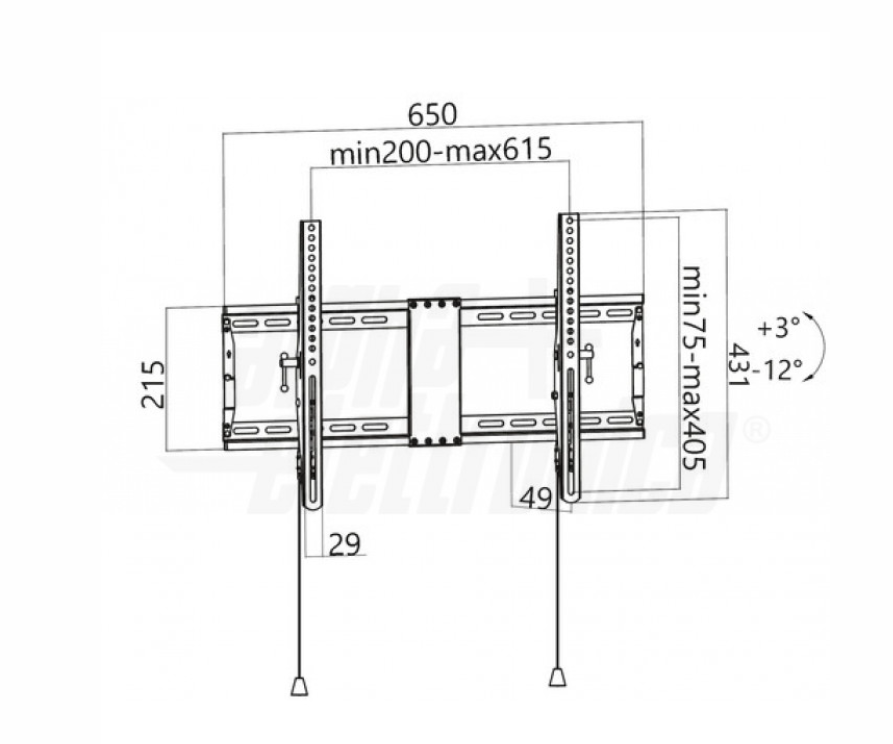 disegno tecnico supporto tv inclinabile misure e vesa disegno tecnico supporto tv inclinabile con misure e compatibilita vesa