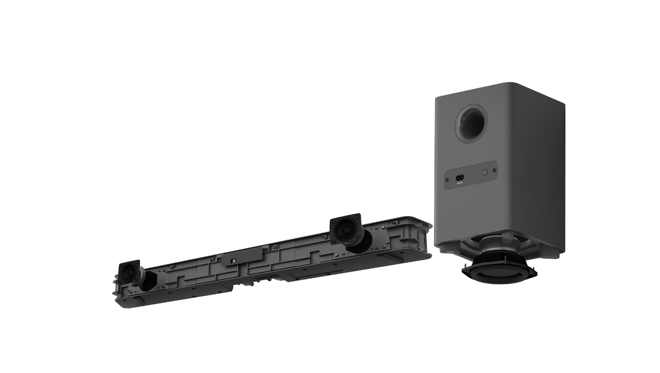 componenti interni soundbar e subwoofer philips vista interna soundbar e subwoofer philips con altoparlanti