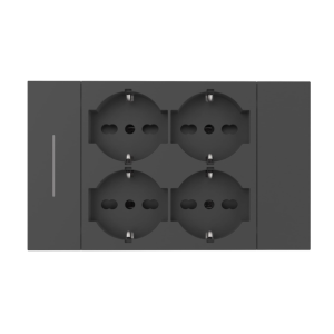 Multipresa incasso 4 prese p40 con interruttore/deviatore, nero 149x93  -22169