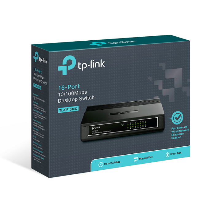 confezione switch desktop tp link 16 porte 10 100 mbps