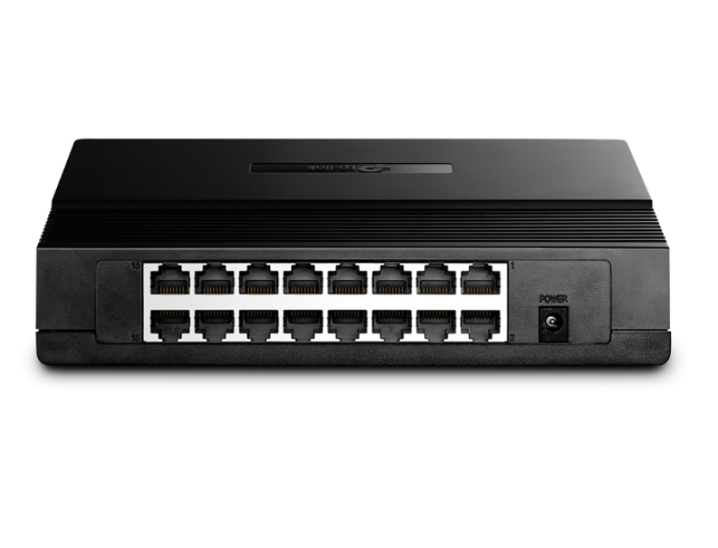switch desktop tp link 16 porte rj45 vista posteriore