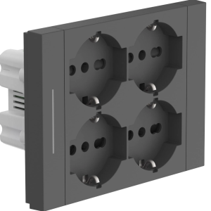 Multipresa nera incasso con interruttore / deviatore 4 prese p40 124x93  quadra - 22119