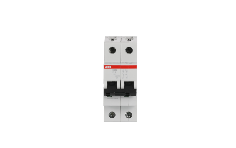 interruttore magnetotermico abb s202 c2 2 poli 2a 6ka vista frontale interruttore magnetotermico abb s202 c2 2 poli 2a 6ka vista frontale