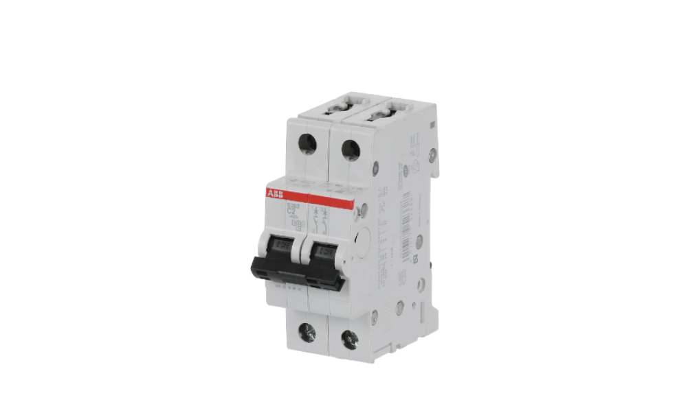 interruttore magnetotermico abb s202 c2 2 poli 2a 6ka vista prospettica destra interruttore magnetotermico abb s202 c2 2 poli 2a 6ka vista prospettica destra