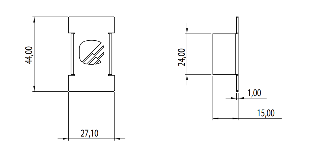 tappo profilo prt2334 disegno tecnico quotato disegno tecnico tappo profilo prt2334 dimensioni 44 27 1 mm