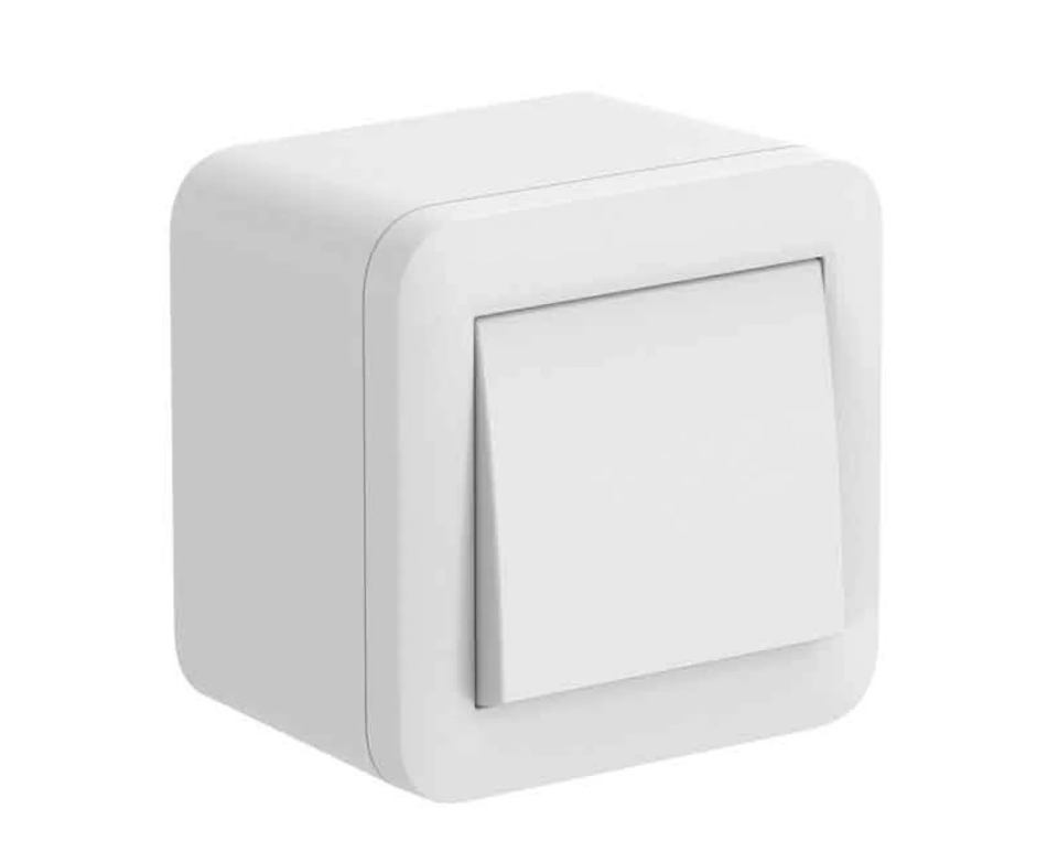 Deviatore da parete bianco 10A in contenitore deviatore da parete bianco in contenitore 68x68x48 mm