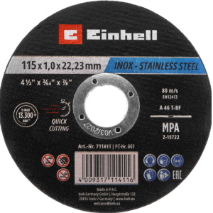 Dischi taglio inox set 15x1x22.2mm einhell 10 pz- 49711525