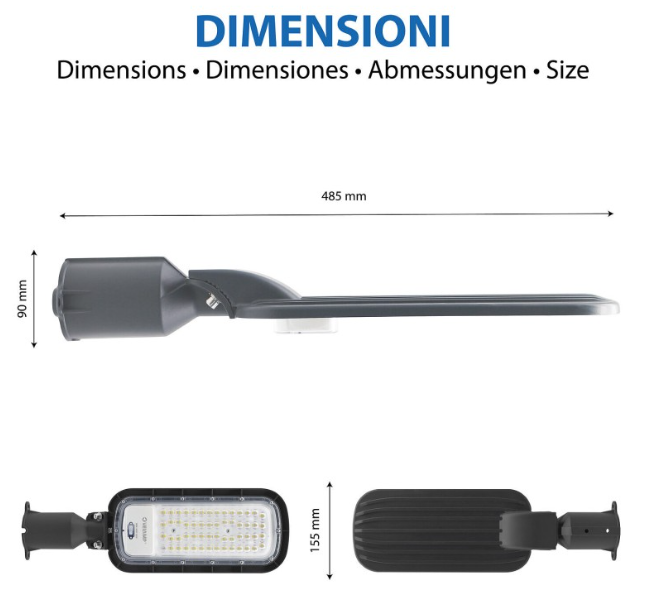 dimensioni lampione stradale led 485 155 90 mm dimensioni lampione stradale led 485mm 155mm 90mm