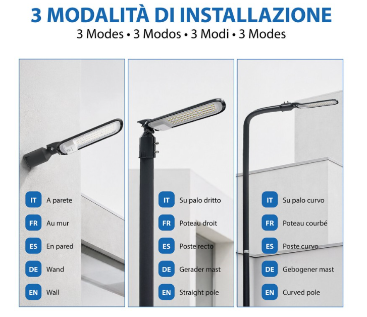 installazione lampione stradale led a parete o su palo modalita installazione lampione stradale led a parete palo diritto palo curvo