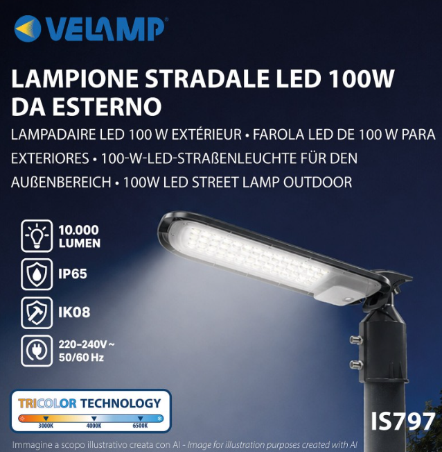 lampione stradale led 100w per esterno velamp lampione stradale led 100w per esterno 10000 lumen velamp