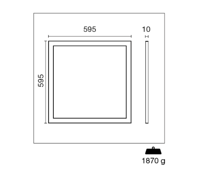 disegno tecnico pannello led 595x595 mm spessore 10 mm disegno tecnico pannello led 595x595 mm spessore 10 mm
