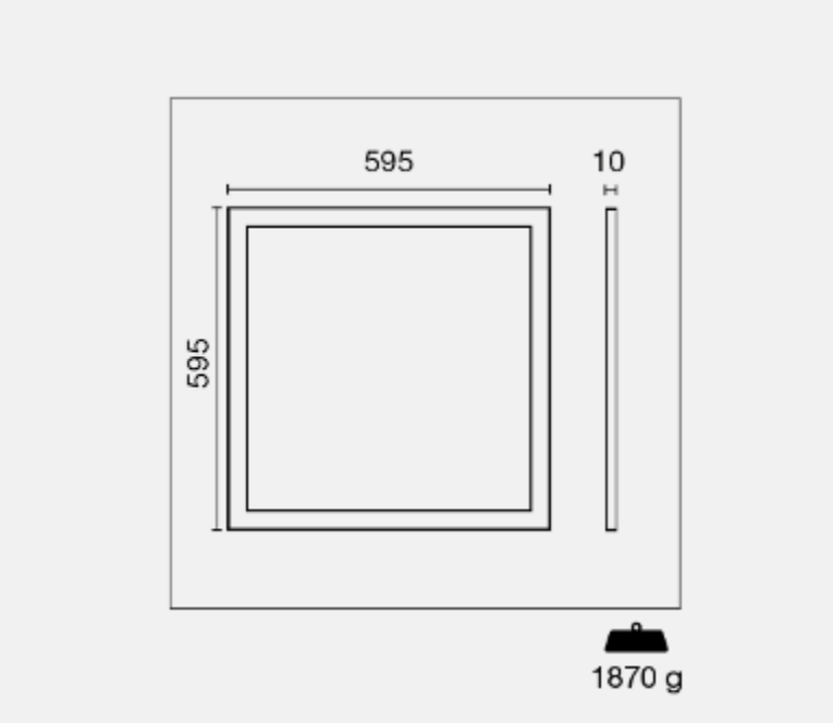 disegno tecnico pannello led 60x60 595x595x10 mm schema dimensioni pannello led 595x595x10 mm formato 60x60