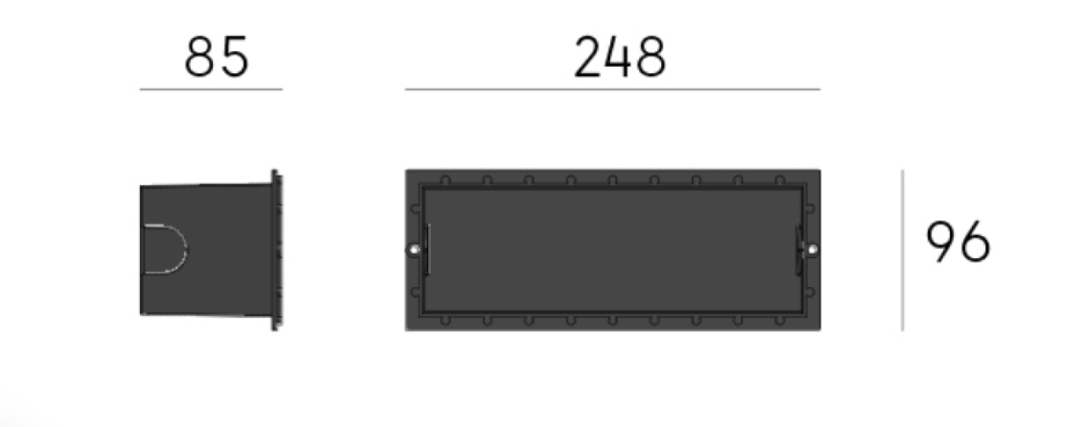 dimensioni segnapasso led da incasso a parete 248 96 85 mm disegno tecnico segnapasso led incasso parete dimensioni 248 96 85 mm