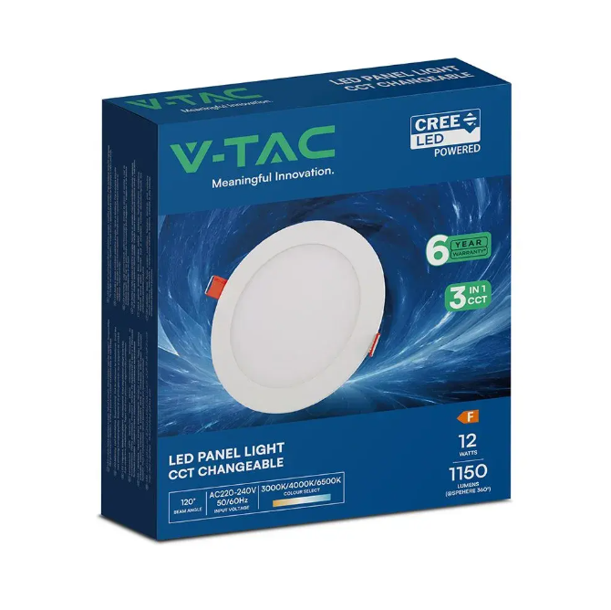 confezione pannello led tondo v tac 12w 3cct 1150 lumen confezione pannello led tondo v tac 12w 3cct 1150 lumen