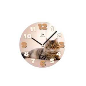 Orologio parete vetro gatto ø26 cm  - 15001