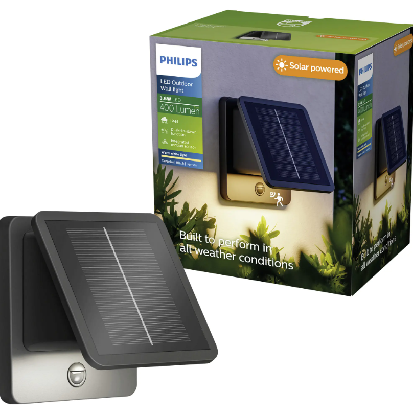 applique solare led da esterno philips con pannello integrato applique solare led da esterno philips nera con pannello solare integrato
