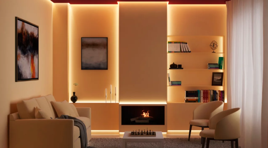 illuminazione soggiorno con striscia led wiz luce indiretta striscia led rgb installata in soggiorno illuminazione decorativa