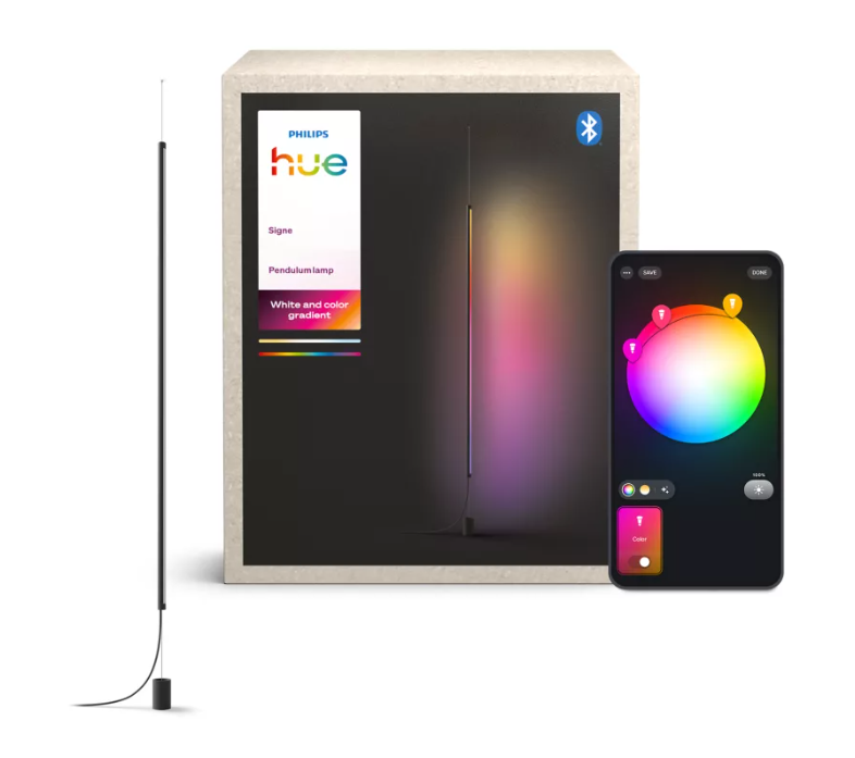 Lampada sospensione Philips Hue Signe Gradient con app lampada sospensione philips hue signe gradient confezione e controllo app