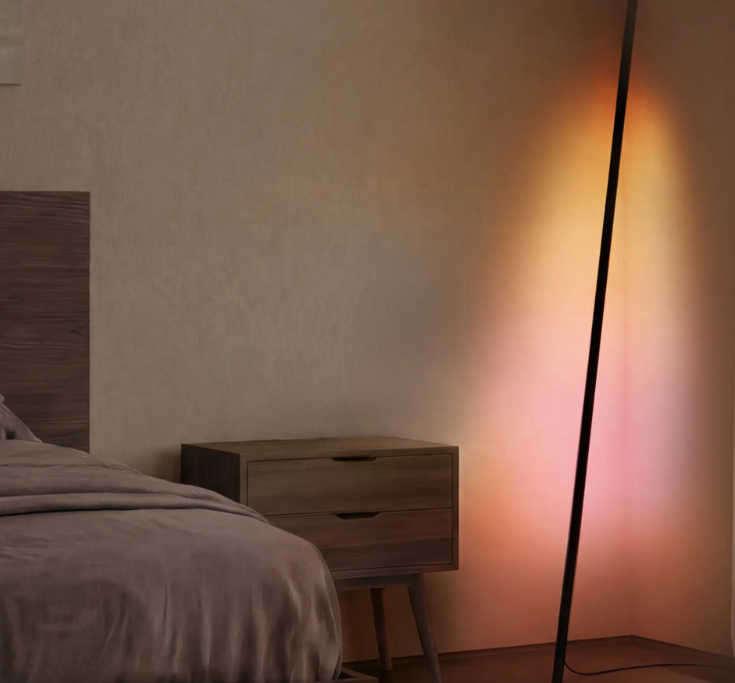 Hue Signe Gradient Pole ambientazione camera da letto philips hue signe gradient pole in camera da letto luce ambiente con sfumature colore