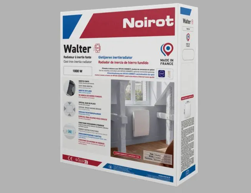 imballo radiatore a inerzia in ghisa noirot walter 1000w confezione radiatore elettrico a inerzia in ghisa noirot walter 1000w bianco