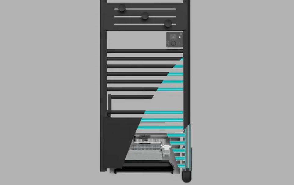 scaldasalviette connesso nero abysse per bagno installazione a parete termoarredo scaldasalviette connesso nero abysse montato a parete in bagno