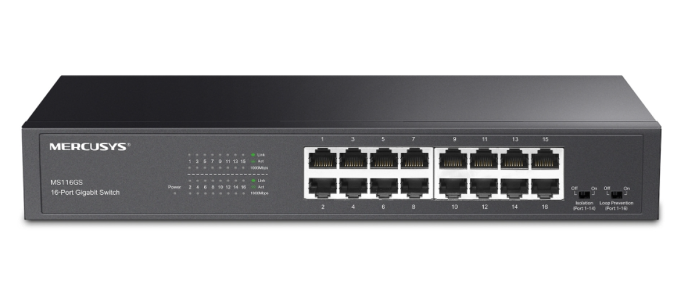 schema collegamenti switch mercusys 16 porte a router pc tv stampanti ip camera