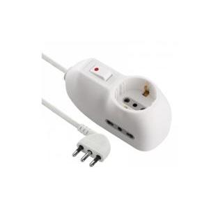 Multipresa 3 posti  cavo 1 metro spina piccola 10a bianco - 62023