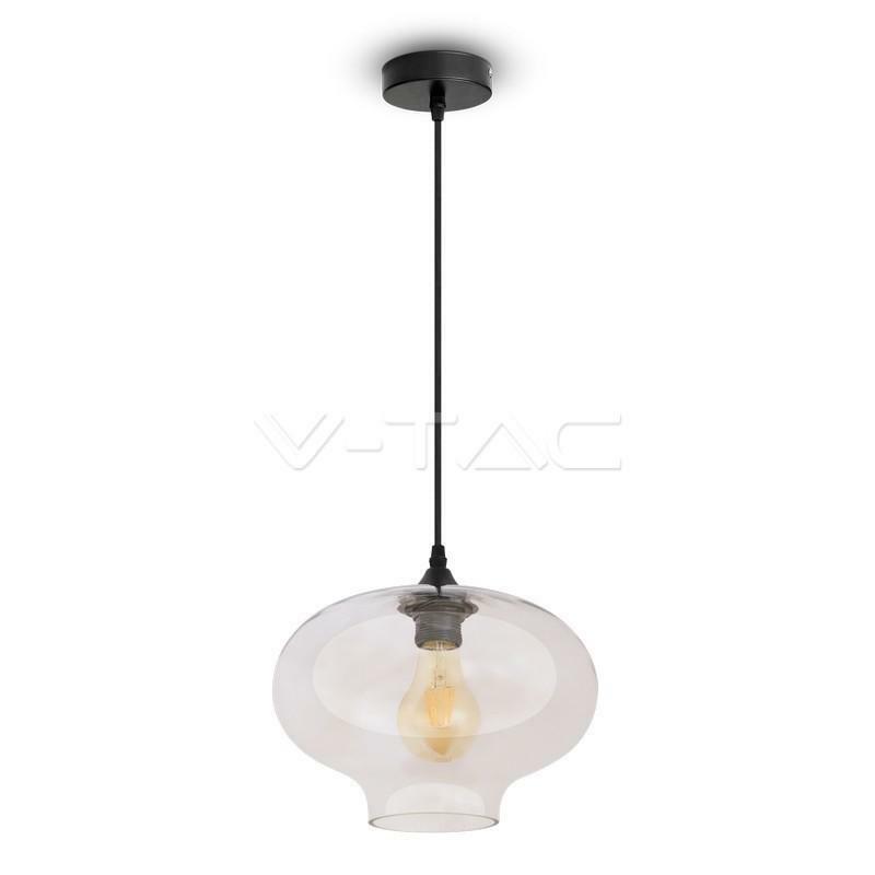 v-tac v-tac lampadario con portalampada globo artistico vetro trasparente 280mm vt-7229 3867 - foto 1