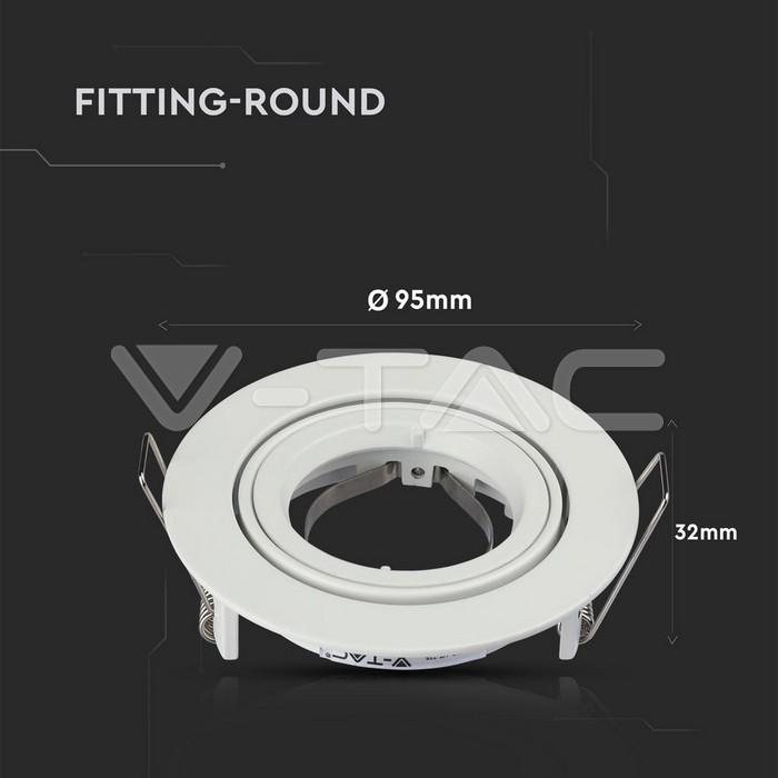 Corpo faretto rotondo V-tac 1xGU10 95x32mm bianco VT-775 - 3645 03