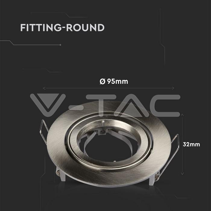 Corpo faretto rotondo V-tac 1xGU10 95x32mm argento VT-775 - 3646 03