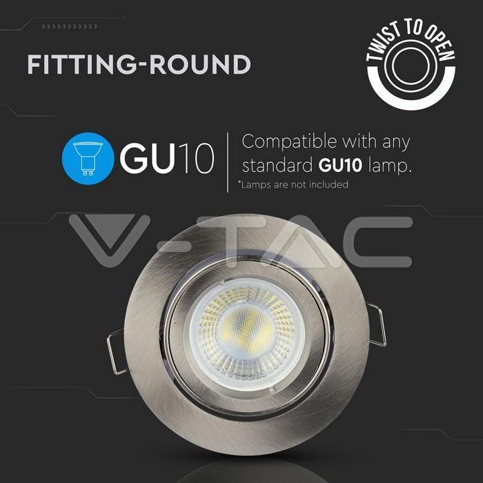 Corpo faretto rotondo V-tac 1xGU10 95x32mm argento VT-775 - 3646 05