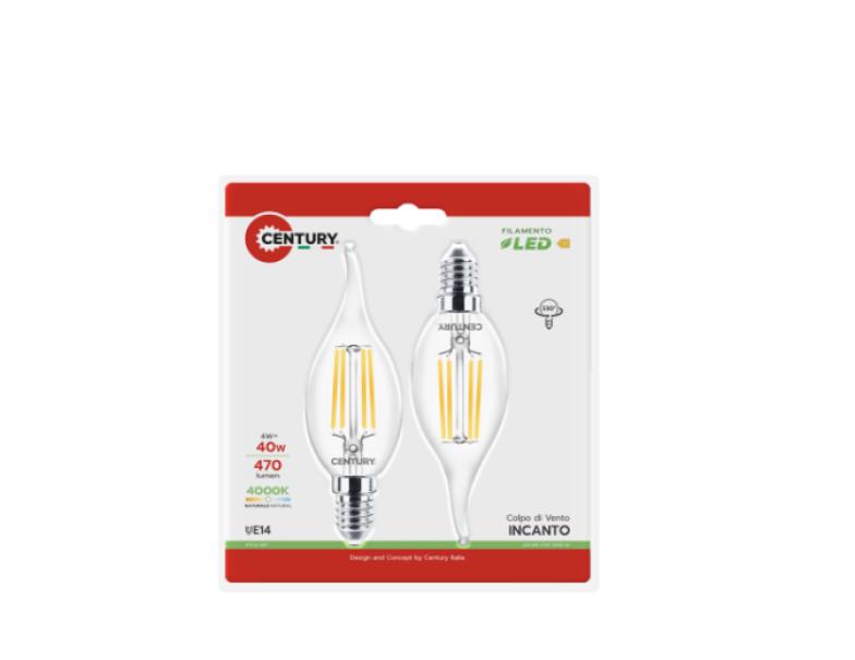 century century lampadina led incanto colpo di vento 4w attacco piccolo e14 luce naturale 4000k inm1c-041440bl2 - foto 2