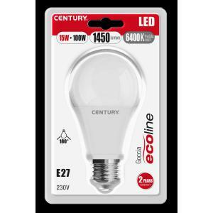 Lampadina led ecoline goccia 15w attacco grande e27 luce freddissima 6400k elg3-152764bl
