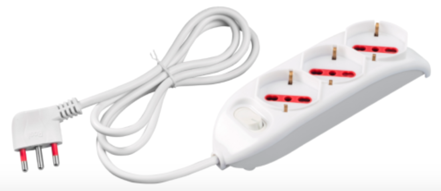 multipresa elettrica 3 prese schuko con interruttore e cavo 1.5 m
