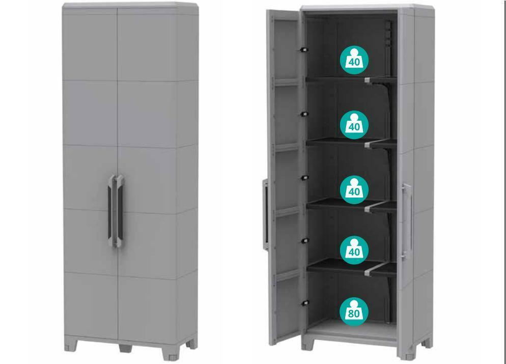 terry age terry age armadio modular5 a 2 ante con 4 ripiani regolabili 78x43,6x225,8 cm 1002920 - foto 1