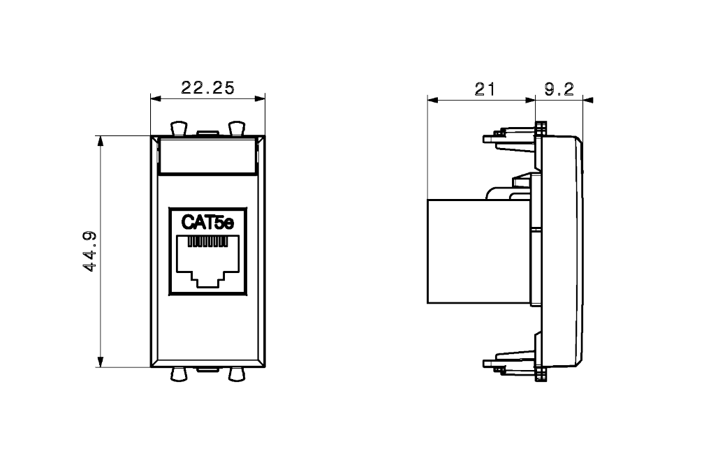 Presa RJ45 AVE Life S44 cat 5E 1 modulo nero - 442027C5E 02