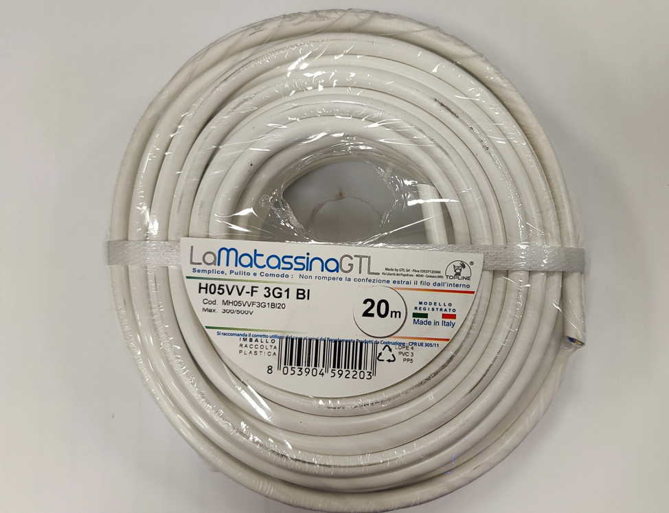 Cavo multipolare Go-At Topline 3Gx1mm2 da 20m bianco - H05VV-F/3GX1BI/B20 01