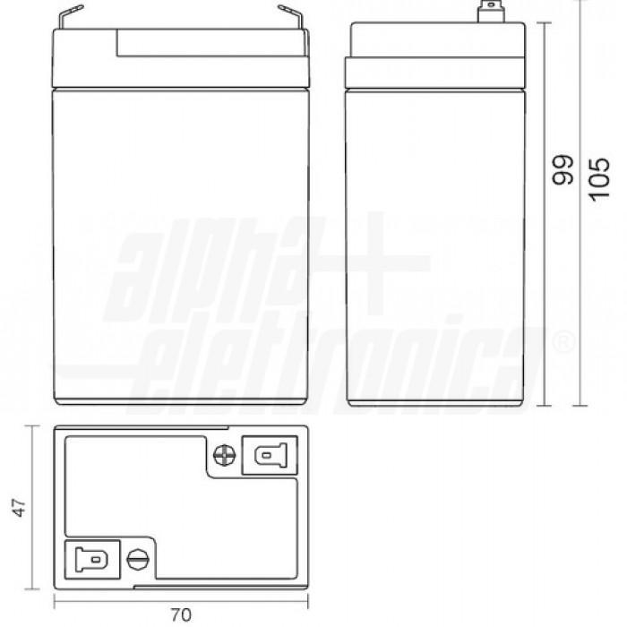 Batteria al piombo Alpha Elettronica 4.5Ah 6V - BP06-4,5 02